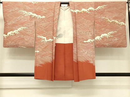 平和屋着物∞羽織　刺繍　立波文　金糸　正絹　逸品　CABI6269in