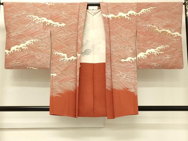 平和屋着物∞羽織　刺繍　立波文　金糸　正絹　逸品　CABI6269in