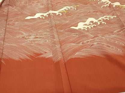 平和屋着物∞羽織　刺繍　立波文　金糸　正絹　逸品　CABI6269in