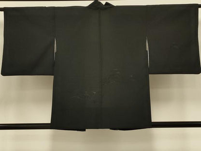 平和屋着物＃羽織　総刺繍　風景文　黒地　洗える着物　CABI6271in