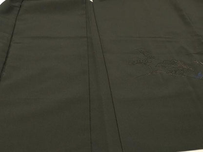 平和屋着物＃羽織　総刺繍　風景文　黒地　洗える着物　CABI6271in