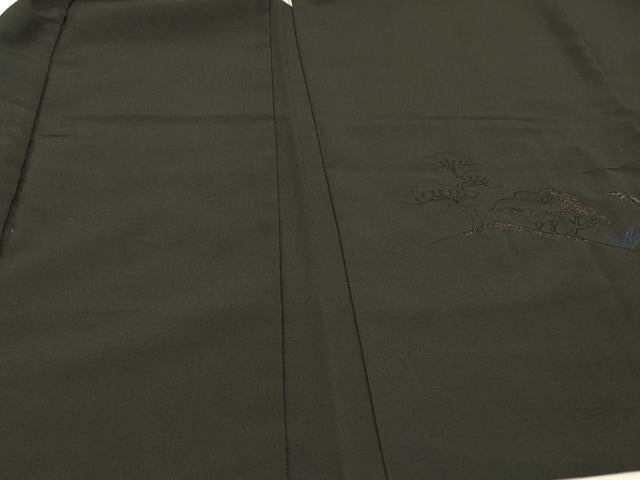 平和屋着物＃羽織　総刺繍　風景文　黒地　洗える着物　CABI6271in