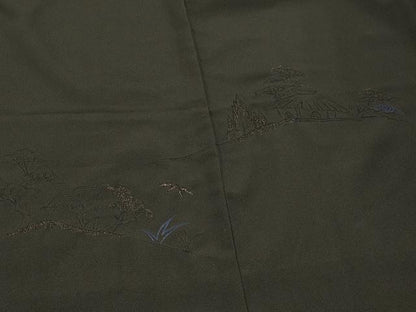 平和屋着物＃羽織　総刺繍　風景文　黒地　洗える着物　CABI6271in