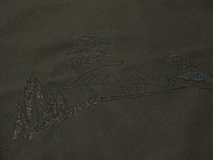 平和屋着物＃羽織　総刺繍　風景文　黒地　洗える着物　CABI6271in