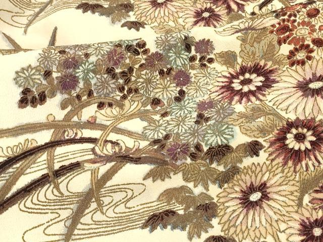 平和屋着物＃羽織　流水草花文　金彩　正絹　逸品　CABI6273in