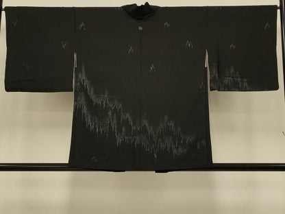 平和屋着物＃羽織　抽象文　黒地　正絹　逸品　CABI6279in