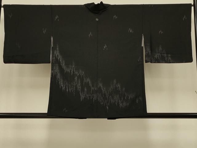 平和屋着物＃羽織　抽象文　黒地　正絹　逸品　CABI6279in