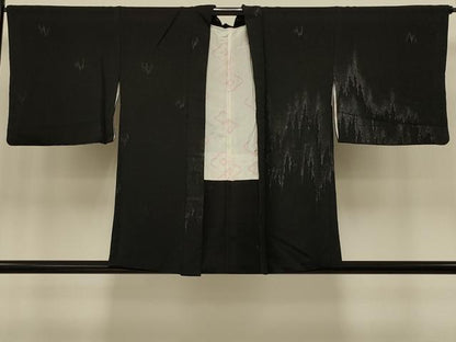 平和屋着物＃羽織　抽象文　黒地　正絹　逸品　CABI6279in