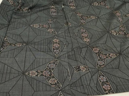 平和屋着物＃羽織　紬地　花唐草文　正絹　逸品　CABI6280in
