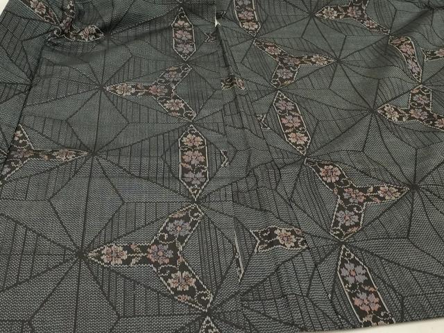 平和屋着物＃羽織　紬地　花唐草文　正絹　逸品　CABI6280in