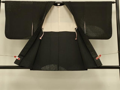 平和屋着物＃羽織　寿光織　菊づくし　黒地　銀糸　正絹　逸品　CABI6289in