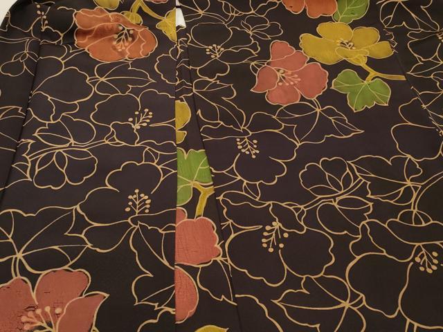 平和屋着物＃羽織　ろうけつ染め　草花文　正絹　逸品　CABI6290in