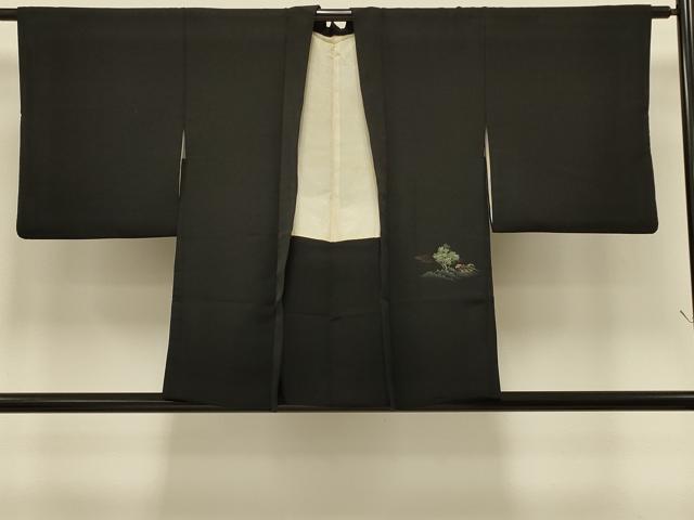 平和屋着物＃羽織　寿光織　人物風景文　黒地　金銀糸　正絹　逸品　CABI6291in