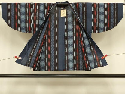 平和屋着物＃道中着　久留米絣　単衣　吉祥矢羽間道　綿　逸品　CABI6292in