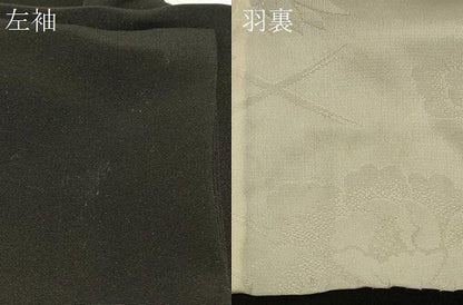 平和屋着物＃羽織　枝花文　黒地　金彩　正絹　逸品　CABI6295in