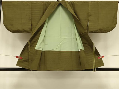 平和屋着物＃道中着　紬地　横段文　正絹　逸品　CABI6297in