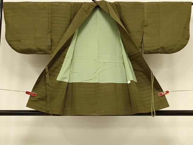 平和屋着物＃道中着　紬地　横段文　正絹　逸品　CABI6297in