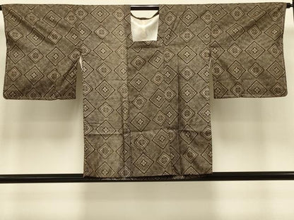平和屋着物＃本場大島紬　龍郷絣　道行コート　花菱文　正絹　逸品　未使用　CABI6299in