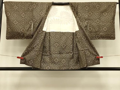 平和屋着物＃本場大島紬　龍郷絣　道行コート　花菱文　正絹　逸品　未使用　CABI6299in