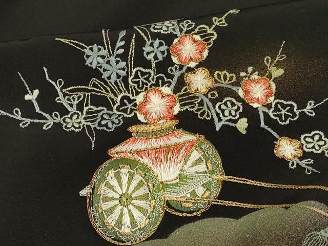 平和屋着物＃羽織　駒刺繍　花車文　金糸　正絹　逸品　未使用　CABI6301in
