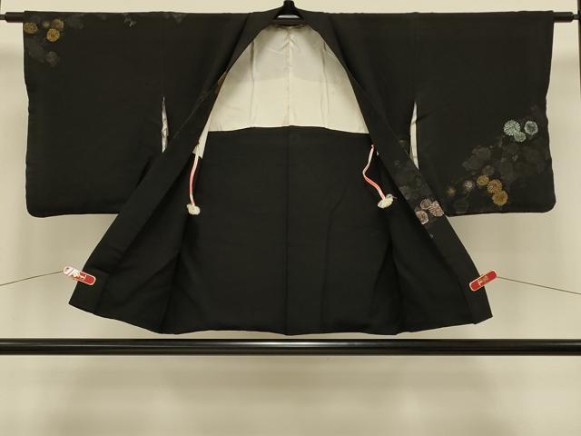 平和屋着物＃羽織　寿光織　枝垂れ花文　黒地　金糸　正絹　逸品　CABI6306in