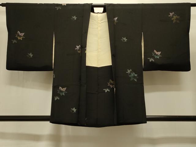 平和屋着物＃羽織　寿光織　楓　黒地　金銀糸　正絹　逸品　CABI6313in