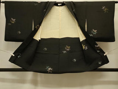 平和屋着物＃羽織　寿光織　楓　黒地　金銀糸　正絹　逸品　CABI6313in