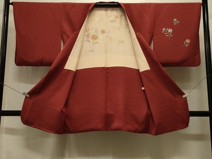 平和屋着物＃道行コート　枝花文　ロング丈　正絹　逸品　CABI6315in