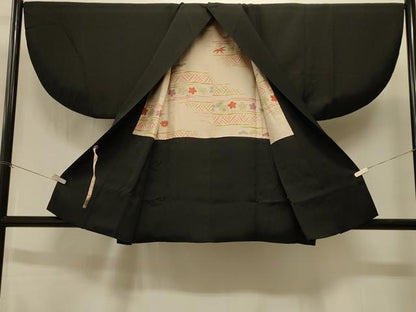 平和屋着物＃道中着　総刺繍　唐松文　銀糸　正絹　逸品　CABI6316in