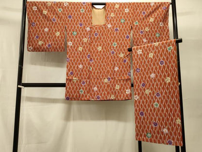 平和屋着物＃道行コート　立涌花文　さんび謹製　ショール付き　ロング丈　洗える着物　未使用　CABI6322in