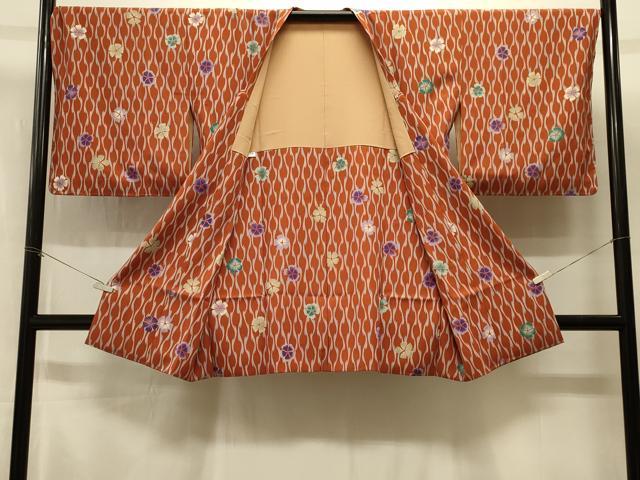 平和屋着物＃道行コート　立涌花文　さんび謹製　ショール付き　ロング丈　洗える着物　未使用　CABI6322in