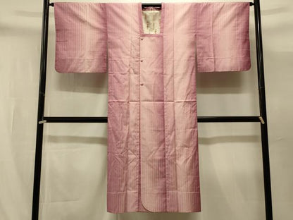 平和屋着物＃道行コート　雨コート　単衣　格子　ロング丈　正絹　逸品　CABI6323in
