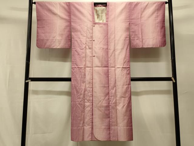 平和屋着物＃道行コート　雨コート　単衣　格子　ロング丈　正絹　逸品　CABI6323in