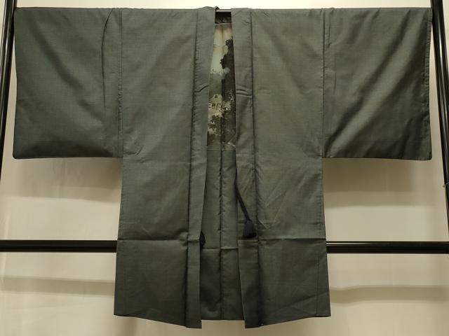 平和屋着物＃男性　本場大島紬　長羽織　80亀甲　総詰め　正絹　逸品　CABI6328in