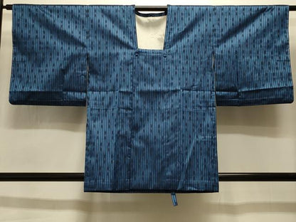 平和屋着物＃道行コート　雨コート　単衣　縞　洗える着物　未使用　CABI6331in