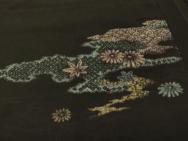 平和屋着物＃羽織　寿光織　霞吉祥花文　黒地　金糸　正絹　逸品　CABI6332in