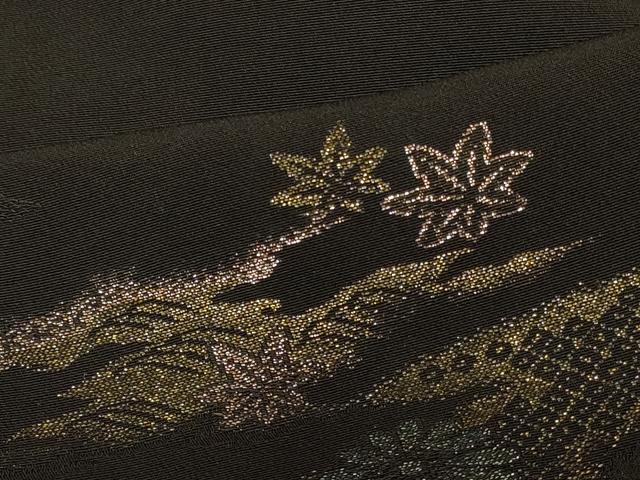平和屋着物＃羽織　寿光織　霞吉祥花文　黒地　金糸　正絹　逸品　CABI6332in