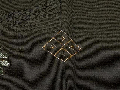 平和屋着物＃羽織　寿光織　霞吉祥花文　黒地　金糸　正絹　逸品　CABI6332in