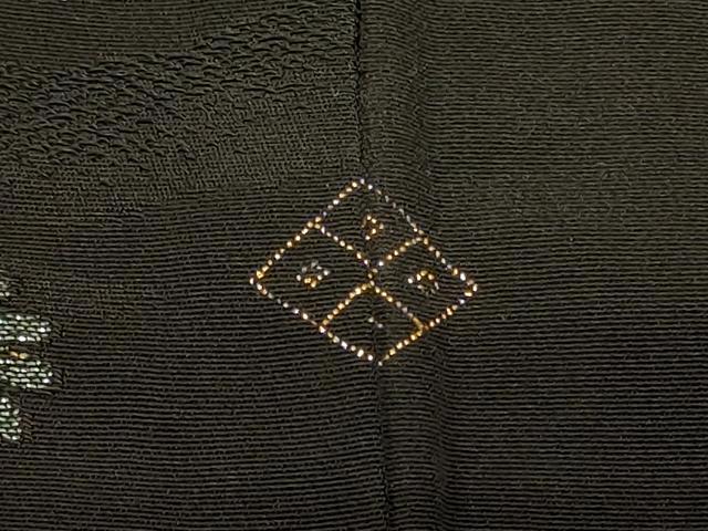 平和屋着物＃羽織　寿光織　霞吉祥花文　黒地　金糸　正絹　逸品　CABI6332in