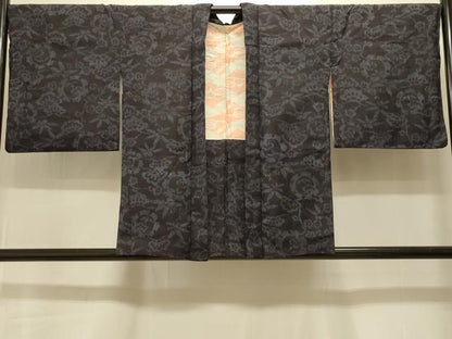 平和屋着物＃結城紬　羽織　雪輪草花文　正絹　逸品　CABI6334in