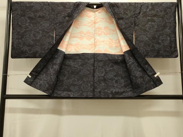 平和屋着物＃結城紬　羽織　雪輪草花文　正絹　逸品　CABI6334in