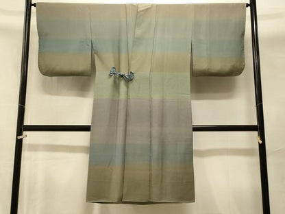 平和屋着物＃道中着　横段文　ロング丈　正絹　逸品　CABI6344in