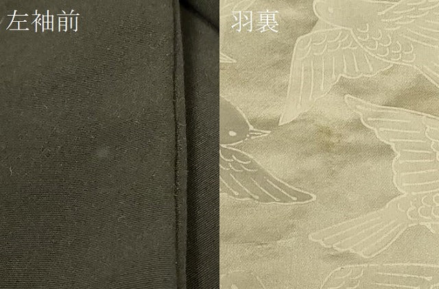平和屋着物＃羽織　寿光織　枝梅文　黒地　金銀糸　正絹　逸品　CABI6348in