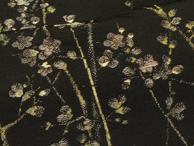 平和屋着物＃羽織　寿光織　枝梅文　黒地　金銀糸　正絹　逸品　CABI6348in