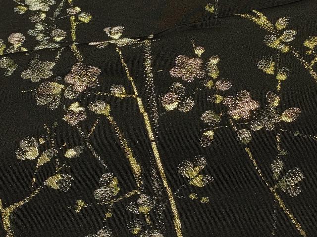 平和屋着物＃羽織　寿光織　枝梅文　黒地　金銀糸　正絹　逸品　CABI6348in