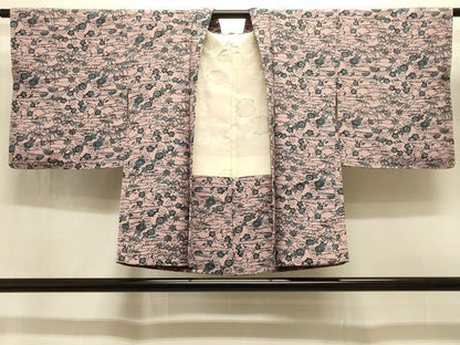 平和屋着物＃羽織　型染め　流水草花文　正絹　逸品　未使用　CABI6352in