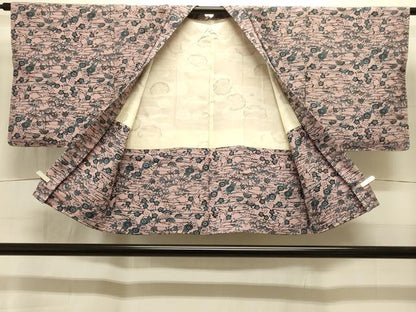 平和屋着物＃羽織　型染め　流水草花文　正絹　逸品　未使用　CABI6352in