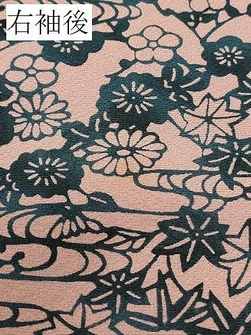 平和屋着物＃羽織　型染め　流水草花文　正絹　逸品　未使用　CABI6352in