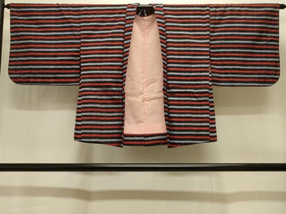 平和屋着物＃羽織　久留米絣　横段文　綿　逸品　CABI6355in