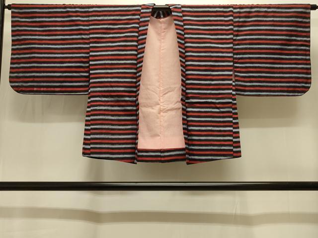平和屋着物＃羽織　久留米絣　横段文　綿　逸品　CABI6355in